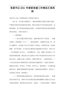 2021年度党委书记抓党建工作情况汇报范例