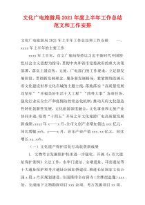 2021年度文化广电旅游局上半年工作总结范文和工作安排