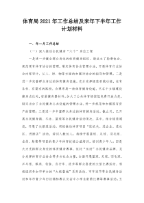 体育局2021年工作总结及来年下半年工作计划材料