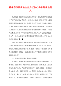 [精选]春节期间安全生产工作心得总结优选例文