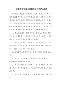 XX县煤矿有限公司职工安全生产承诺书