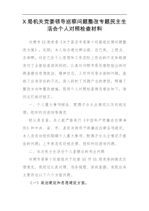 X局机关党委领导巡察问题整改专题民主生活会个人对照检查材料