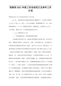 2021年度档案局工作总结范文及来年工作计划