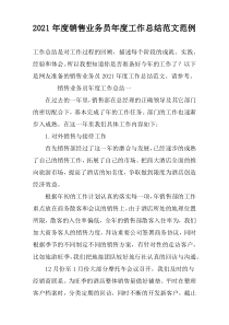 2021年度销售业务员年度工作总结范文范例