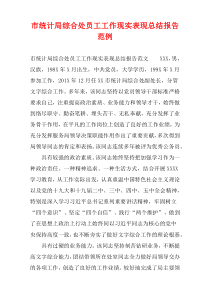 市统计局综合处员工工作现实表现总结报告范例