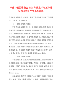 产业功能区管委会上半年工作总结范文和下半年工作计划