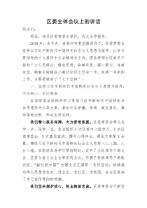 区委全体会议上的讲话