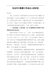 在全市大数据工作会议上的讲话