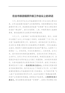 在全市旅游提质升级工作会议上的讲话