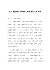在共青团第六次代表大会开幕式上的讲话