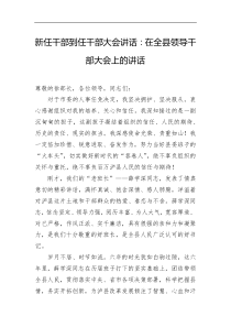 新任干部到任干部大会讲话在全县领导干部大会上的讲话