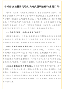 申报省先进基层党组织先进典型事迹材料集团公司