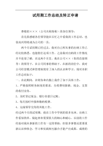 试用期工作总结及转正申请