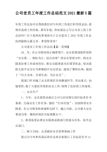 公司老员工年度工作总结范文2021最新5篇