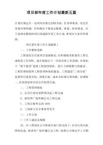 项目部年度工作计划最新五篇