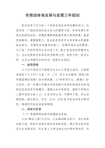市竞技体育改革与发展三年规划