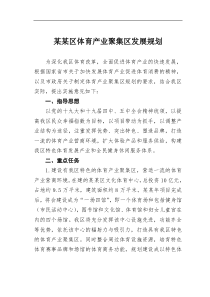 某区体育产业聚集区发展规划