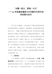 点燃一把火照亮一大片xx市实施党建助力乡村振兴示范行动的实践与启示