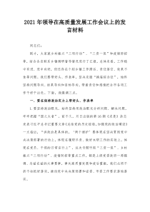 2021年领导在高质量发展工作会议上的发言材料