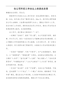发言在公司年初工作会议上的表态发言公司年会表态发言