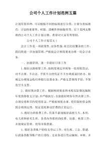 公司个人工作计划范例五篇
