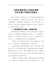 某省国资委办公室政务舆情回应处置工作情况自查报告