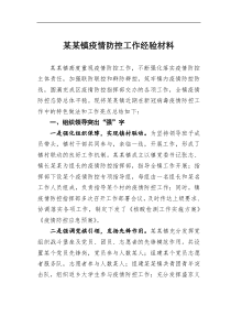 某镇疫情防控工作经验材料