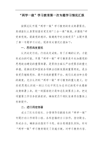 两学一做学习教育第一次专题学习情况汇报