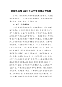 综合执法局2021年上半年创城工作总结