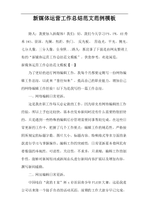 新媒体运营工作总结范文范例模板