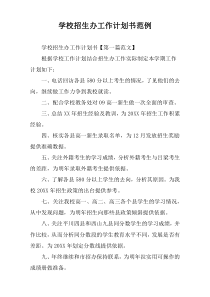 学校招生办工作计划书范例