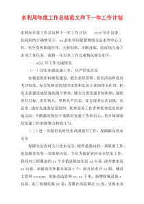 水利局年度工作总结范文和下一年工作计划