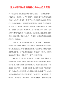 党支部学习红旗渠精神心得体会样例