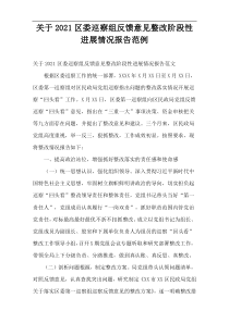 2021区委巡察组反馈意见整改阶段性进展情况报告范例