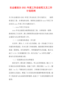 社会建设办2021年度工作总结范文及工作计划范例