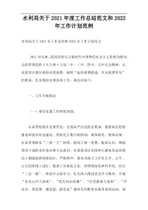 水利局2021年度工作总结范文和2022年工作计划范例