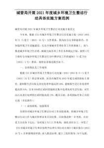 城管局开展2021年度城乡环境卫生整洁行动具体实施方案范例