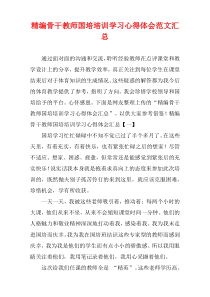 (精选例文)骨干教师国培培训学习心得体会多篇汇集
