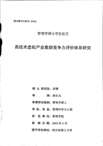 高技术虚拟产业集群竞争力的评价体系研究
