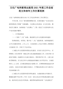 文化广电和新闻出版局2021年度工作总结范文和来年工作打算范例