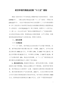 武汉市现代物流业发展十二五规划
