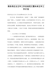 商务局过去五年工作总结范文暨未来五年工作计划