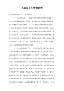 民政局工作计划范例