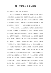 国土资源局工作规划范例