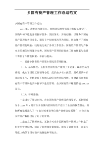 乡国有资产管理工作总结范文