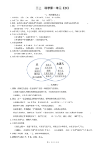新教科版科学三年级上册总复习知识点