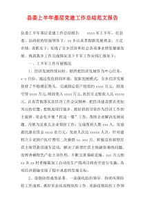 县委上半年基层党建工作总结范文报告