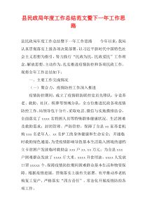 县民政局年度工作总结范文暨下一年工作思路