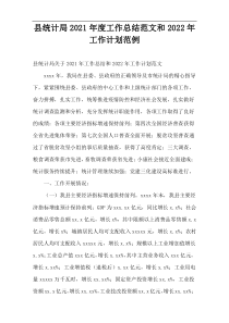县统计局2021年度工作总结范文和2022年工作计划范例
