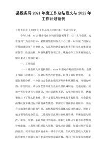 县税务局2021年度工作总结范文与2022年工作计划范例